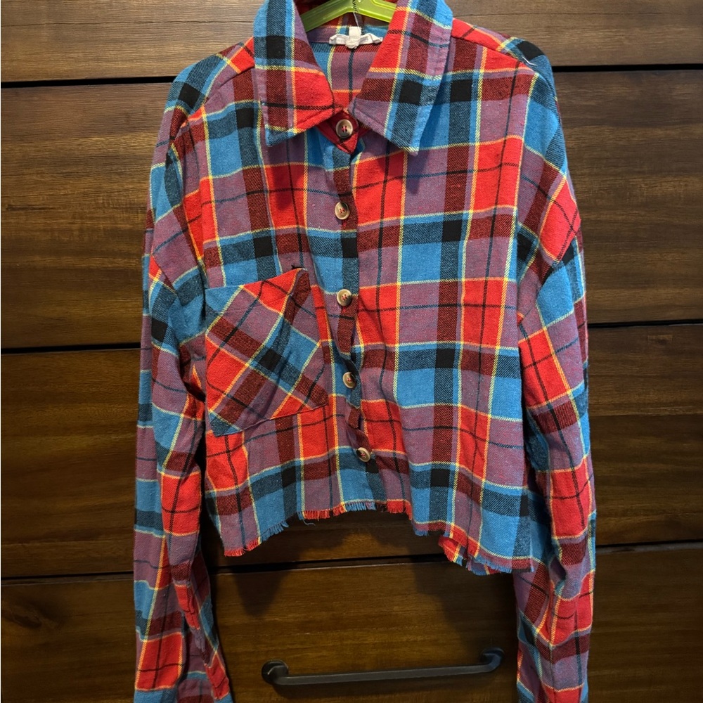 Plaid Button Down Shirt - Red and Blue